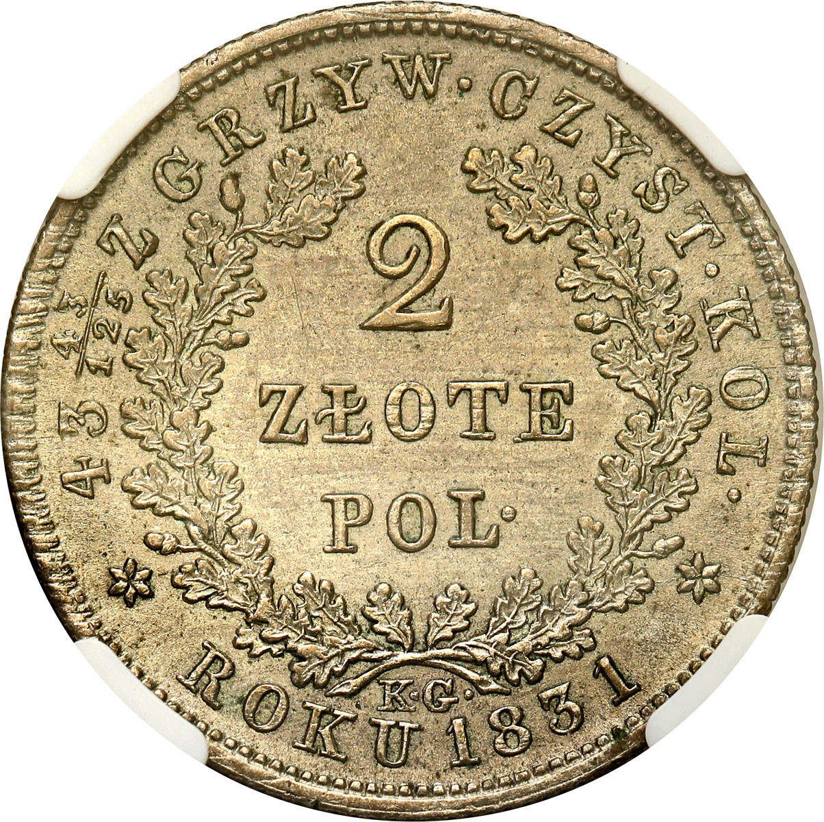 Powstanie Listopadowe. 2 złote 1831, Warszawa NGC MS62 - PIĘKNE